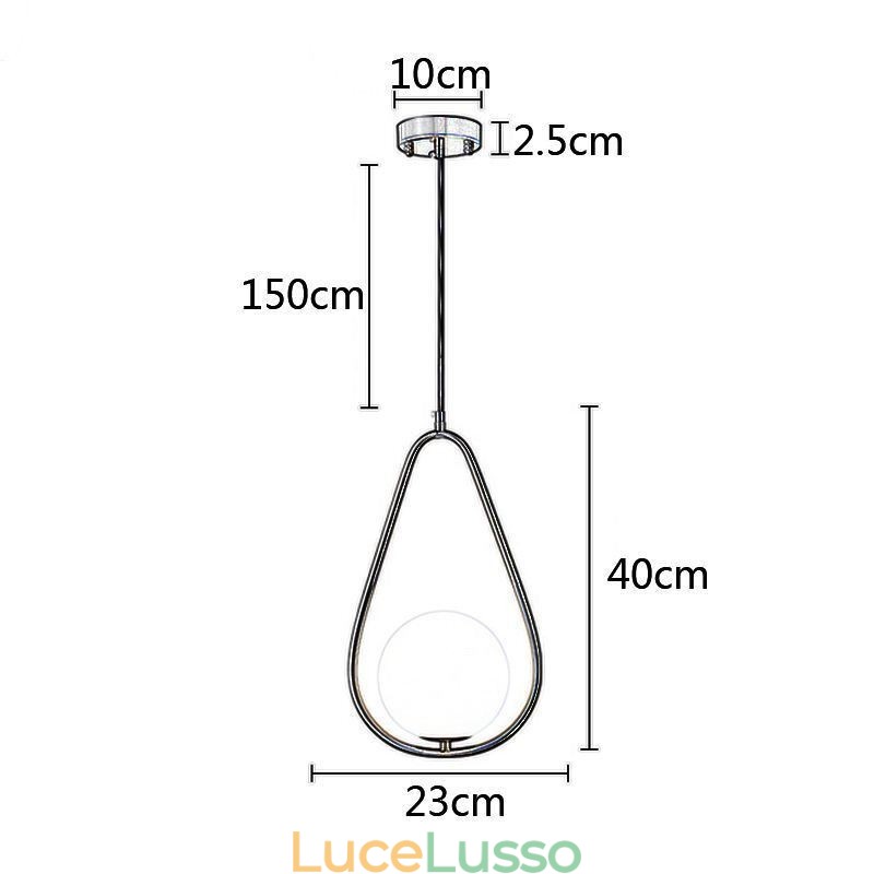 Lampada a sospensione moderna a forma di globo in vetro con goccia d'acqua