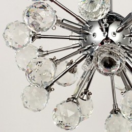 Lampadario moderno contemporaneo in cristallo stile mini in metallo cromato a filo