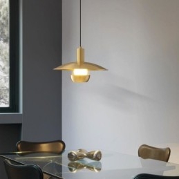 Lampada a sospensione con testa singola in oro spazzolato
