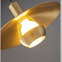 Lampada a sospensione con testa singola in oro spazzolato