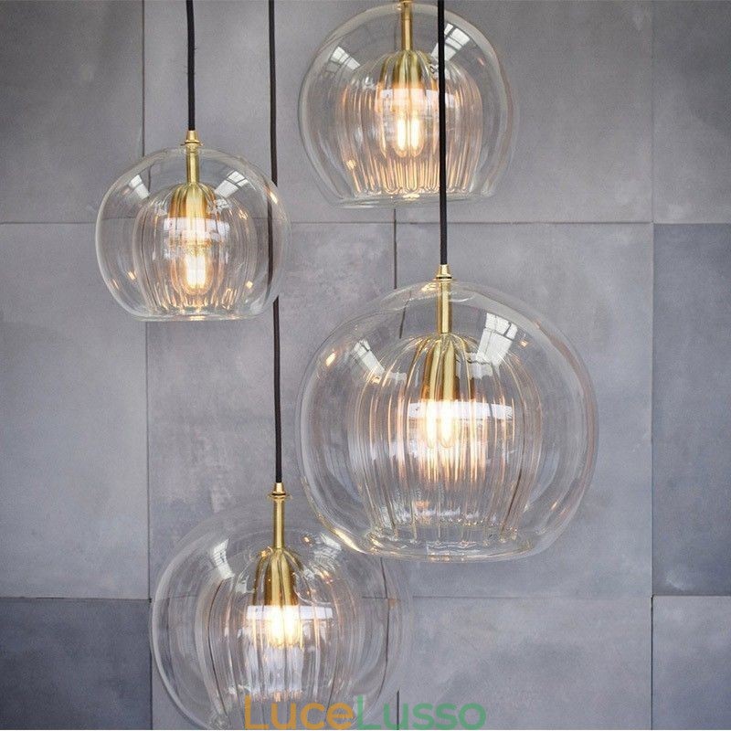 Lampada a sospensione moderna in vetro con testa singola