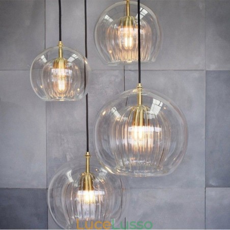 Lampada a sospensione moderna in vetro con testa singola Lampada a sospensione moderna in vetro con testa singola