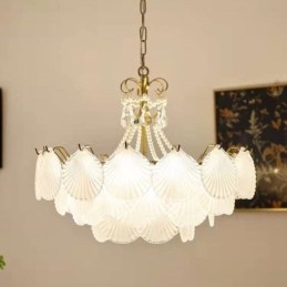 Lampada a sospensione europea in vetro postmoderno a forma di conchiglia