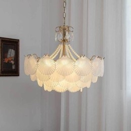 Lampada a sospensione europea in vetro postmoderno a forma di conchiglia
