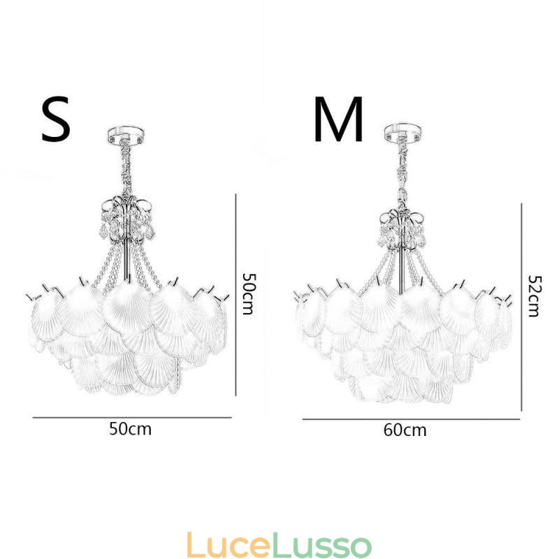 Lampada a sospensione europea in vetro postmoderno a forma di conchiglia