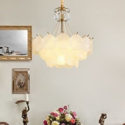 Lampada a sospensione europea in vetro postmoderno a forma di conchiglia