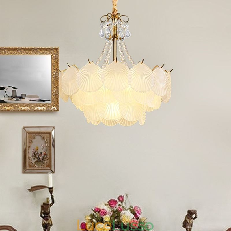 Lampada a sospensione europea in vetro postmoderno a forma di conchiglia