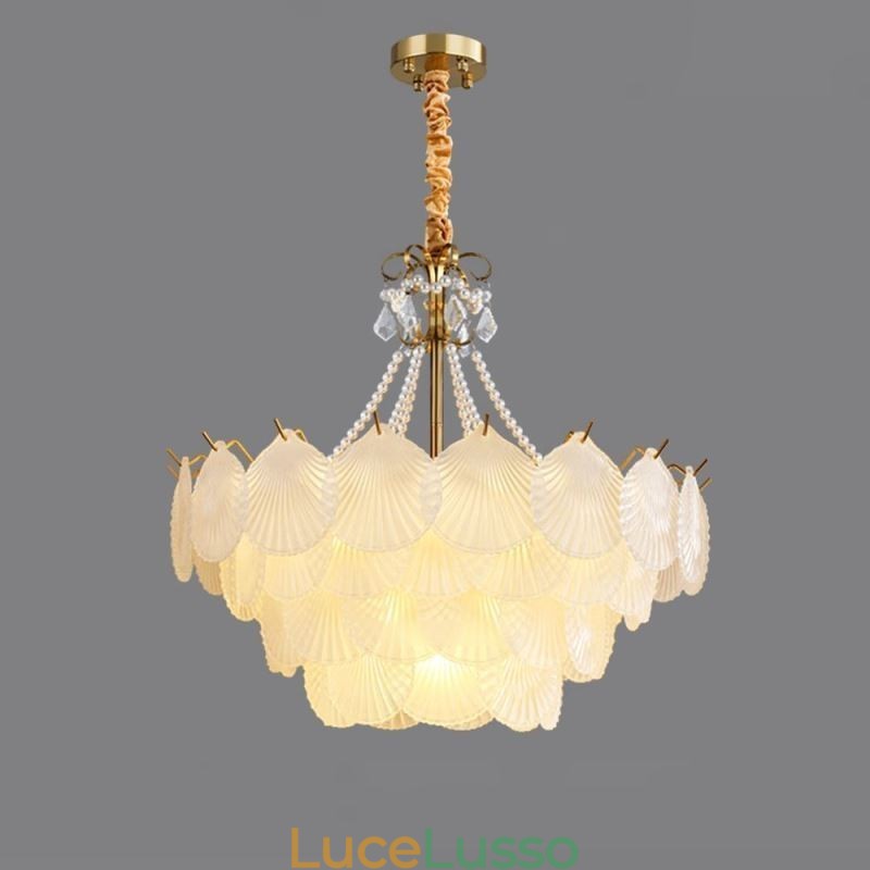 Lampada a sospensione europea in vetro postmoderno a forma di conchiglia