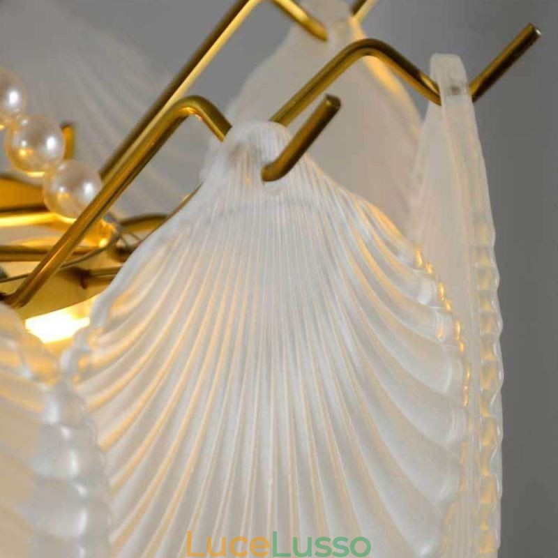 Lampada a sospensione europea in vetro postmoderno a forma di conchiglia