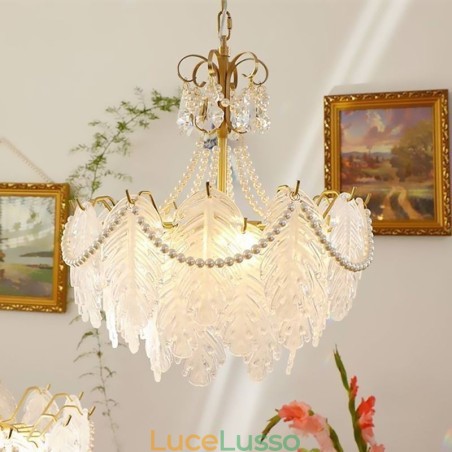 Lampada a sospensione in vetro europeo Postmoderno Lampada a sospensione a foglia Lampada a sospensione in vetro europeo Postmoderno Lampada a sospensione a foglia