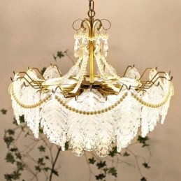 Lampada a sospensione in vetro europeo Postmoderno Lampada a sospensione a foglia