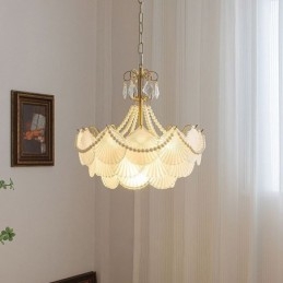 Lampada a sospensione in vetro europeo Elegante lampada a sospensione a forma di conchiglia