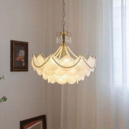 Lampada a sospensione in vetro europeo Elegante lampada a sospensione a forma di conchiglia