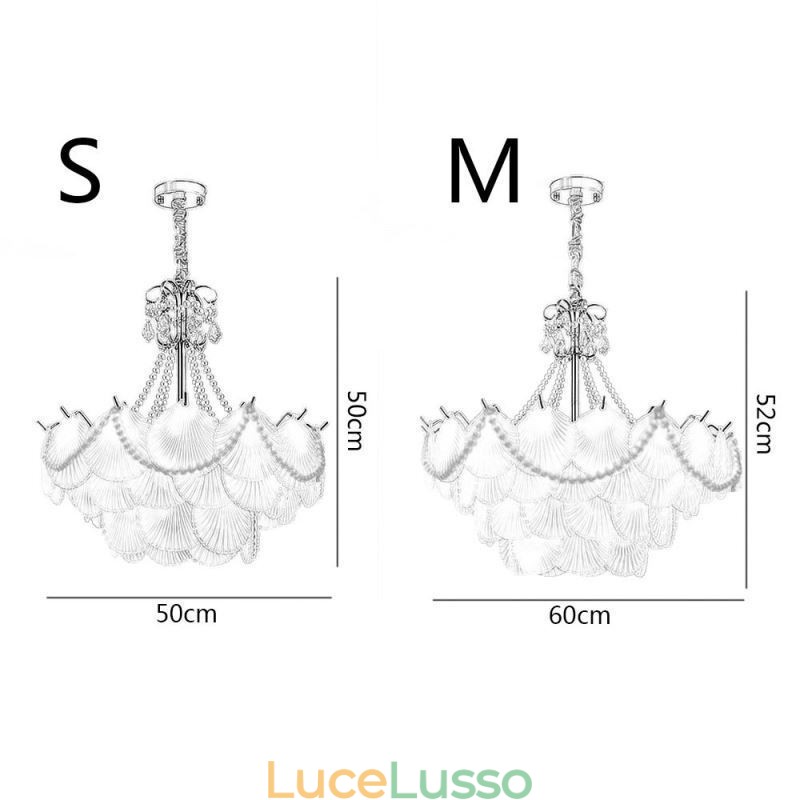 Lampada a sospensione in vetro europeo Elegante lampada a sospensione a forma di conchiglia