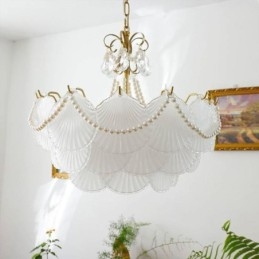Lampada a sospensione in vetro europeo Elegante lampada a sospensione a forma di conchiglia