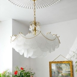 Lampada a sospensione in vetro europeo Elegante lampada a sospensione a forma di conchiglia