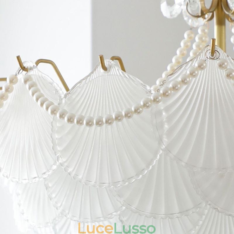 Lampada a sospensione in vetro europeo Elegante lampada a sospensione a forma di conchiglia