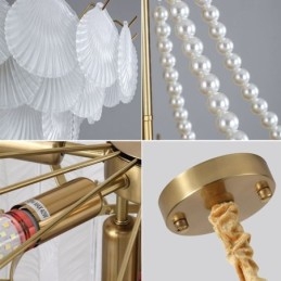 Lampada a sospensione in vetro europeo Elegante lampada a sospensione a forma di conchiglia
