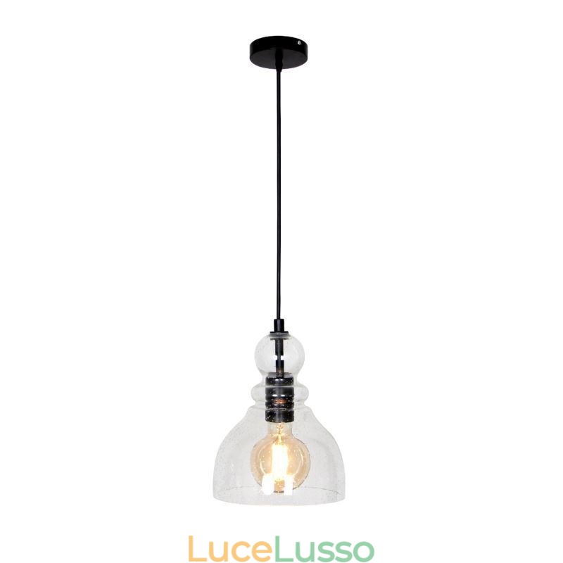 Lampada a sospensione moderna in ferro Lampada a sospensione in vetro di zucca