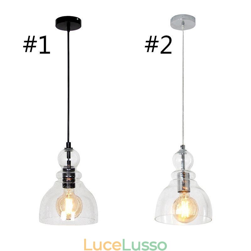 Lampada a sospensione moderna in ferro Lampada a sospensione in vetro di zucca