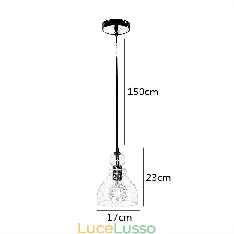 Lampada a sospensione moderna in ferro Lampada a sospensione in vetro di zucca