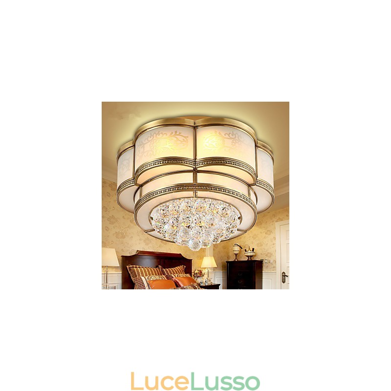 Tradizionale Classico Rustico Lodge Cristallo Ottone Metallo Montaggio a filo