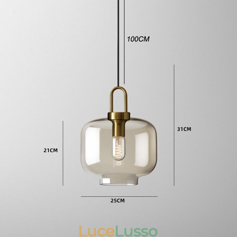 Lampada a sospensione a 3 luci con paralume in vetro, isola