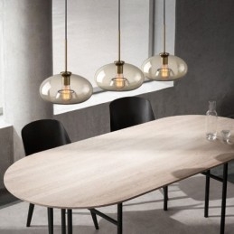 Lampada a sospensione in vetro a 3 luci, classica, a grappolo, da caffè
