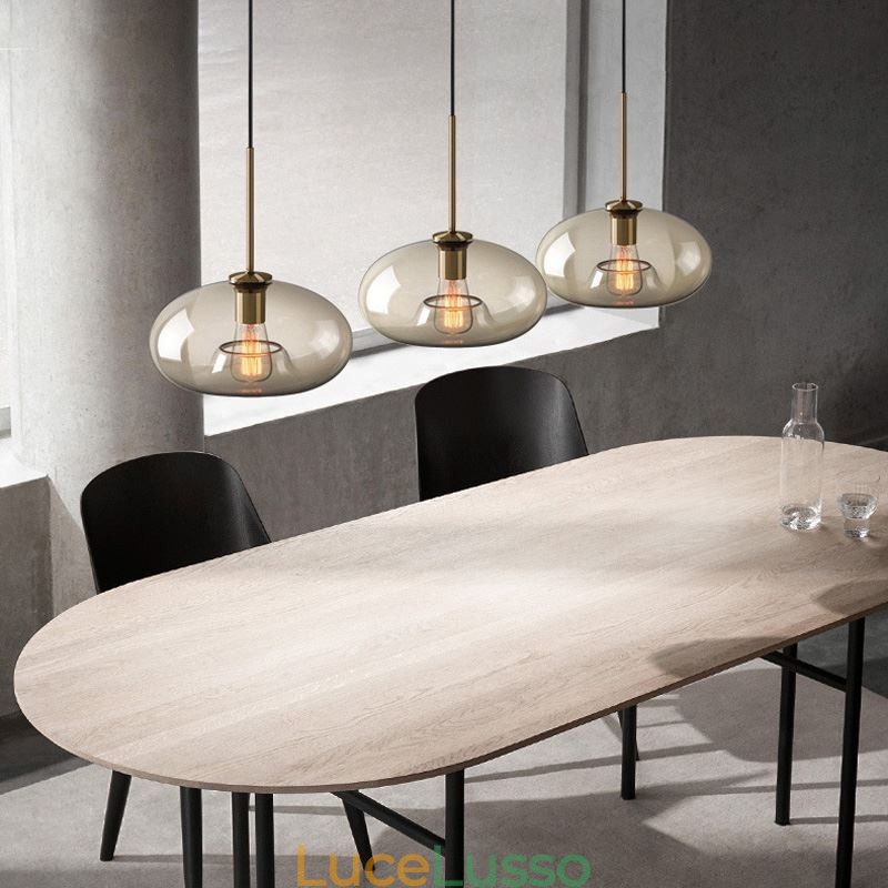 Lampada a sospensione in vetro a 3 luci, classica, a grappolo, da caffè