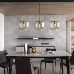 Lampada a sospensione in vetro a 3 luci, classica, a grappolo, da caffè