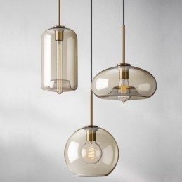 Lampada a sospensione in vetro a 3 luci, classica, a grappolo, da caffè