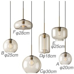 Lampada a sospensione in vetro a 3 luci, classica, a grappolo, da caffè
