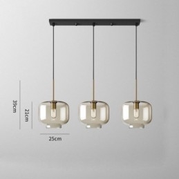 Lampada a sospensione in vetro a 3 luci, classica, a grappolo, da caffè