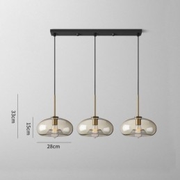 Lampada a sospensione in vetro a 3 luci, classica, a grappolo, da caffè
