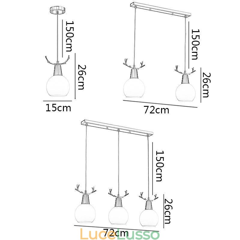 Moderna semplice lampada a sospensione in rame Antler lampada a sospensione