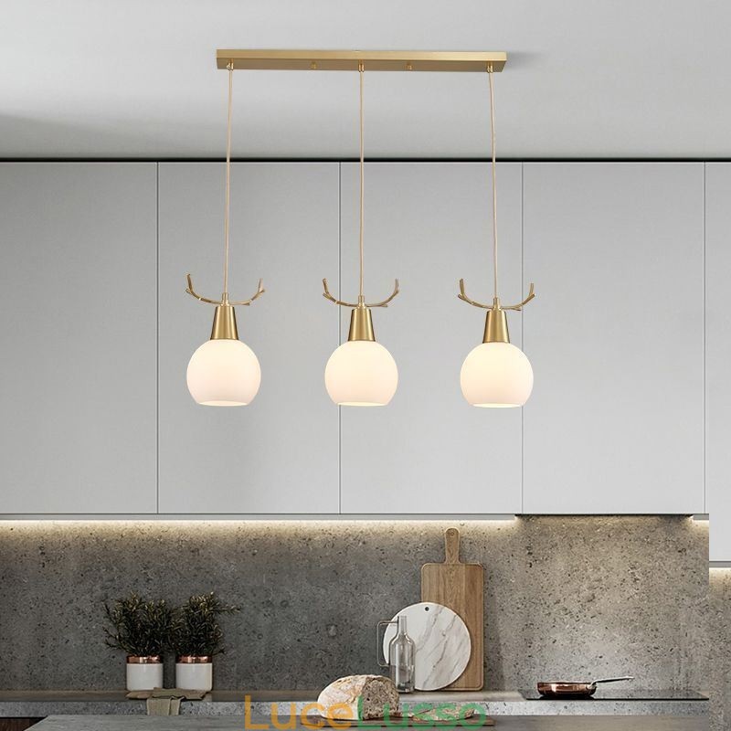 Moderna semplice lampada a sospensione in rame Antler lampada a sospensione