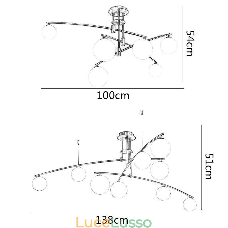 Lampadario a sospensione in vetro Magic Bean