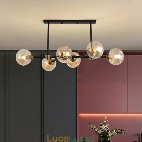 Lampada da soffitto moderna in vetro a 6 luci Magic Bean Light Fixture Lampada da soffitto moderna in vetro a 6 luci Magic Bean Light Fixture