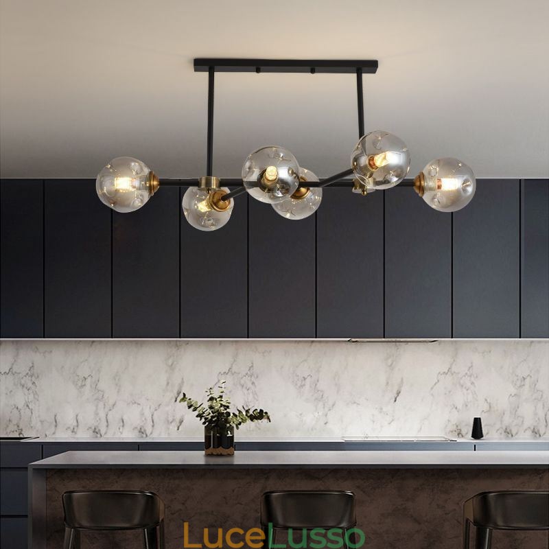 Lampada da soffitto moderna in vetro a 6 luci Magic Bean Light Fixture