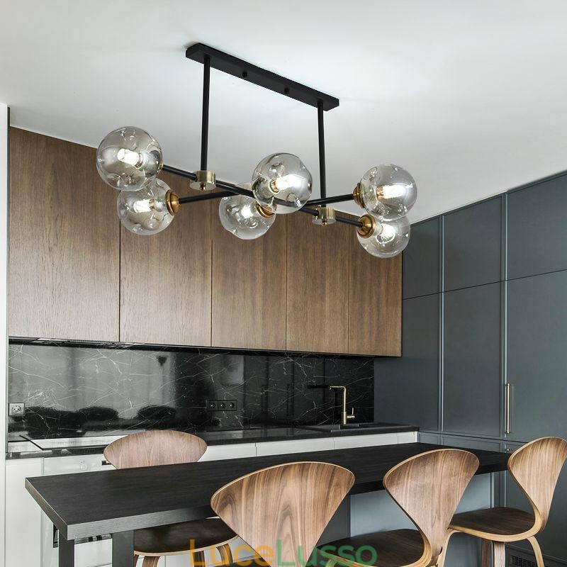 Lampada da soffitto moderna in vetro a 6 luci Magic Bean Light Fixture