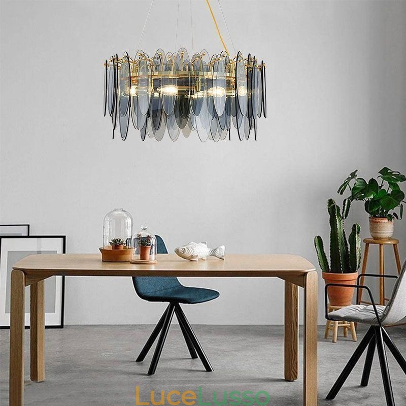 Lampada a sospensione in vetro elegante e contemporanea