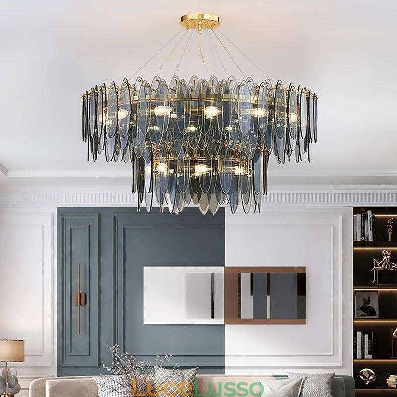Lampadario moderno in vetro rotondo Elegante lampadario in vetro