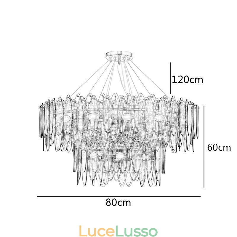 Lampadario moderno in vetro rotondo Elegante lampadario in vetro