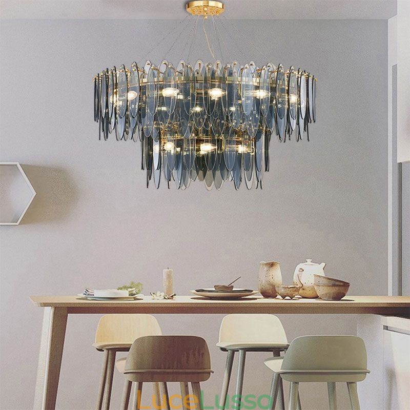 Lampadario moderno in vetro rotondo Elegante lampadario in vetro