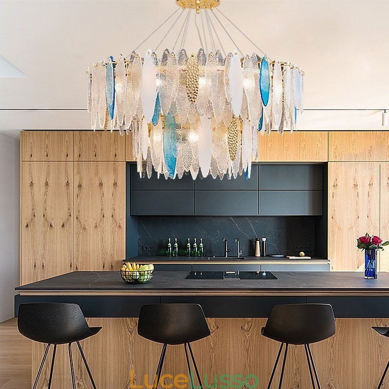 Lampadario moderno in vetro rotondo Elegante lampadario in vetro