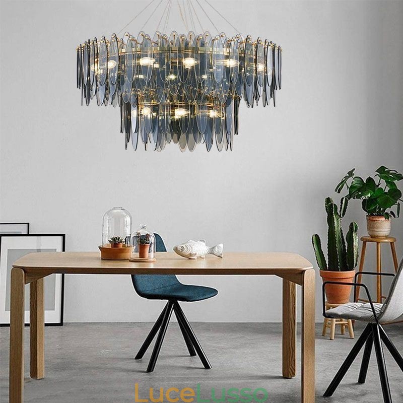 Lampadario moderno in vetro rotondo Elegante lampadario in vetro