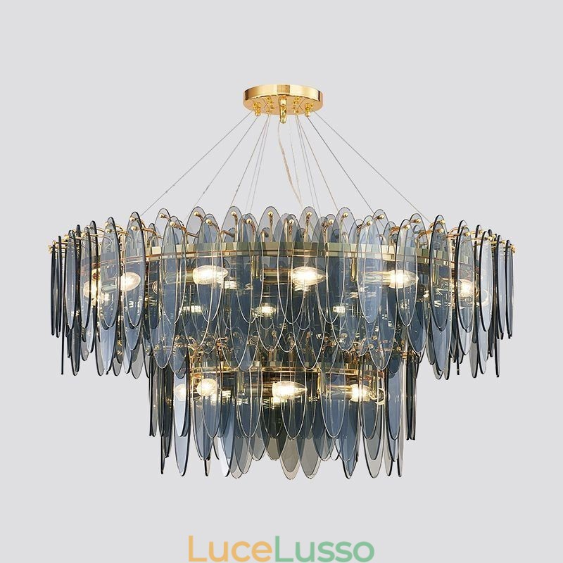 Lampadario moderno in vetro rotondo Elegante lampadario in vetro