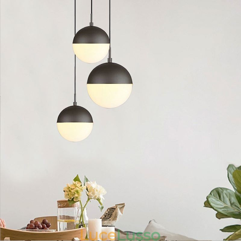 Lampada a sospensione moderna con sfera di vetro, idee per l'isola
