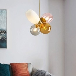 Lampada a sospensione nordica unica in vetro colorato, lampada a palloncino principessa per bambini