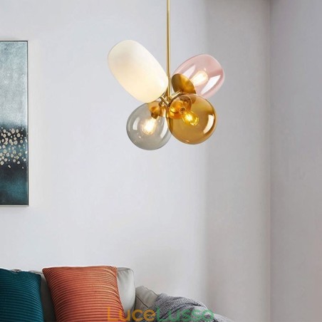 Lampada a sospensione nordica unica in vetro colorato, lampada a palloncino principessa per bambini Lampada a sospensione nordica unica in vetro colorato, lampada a palloncino principessa per bambini